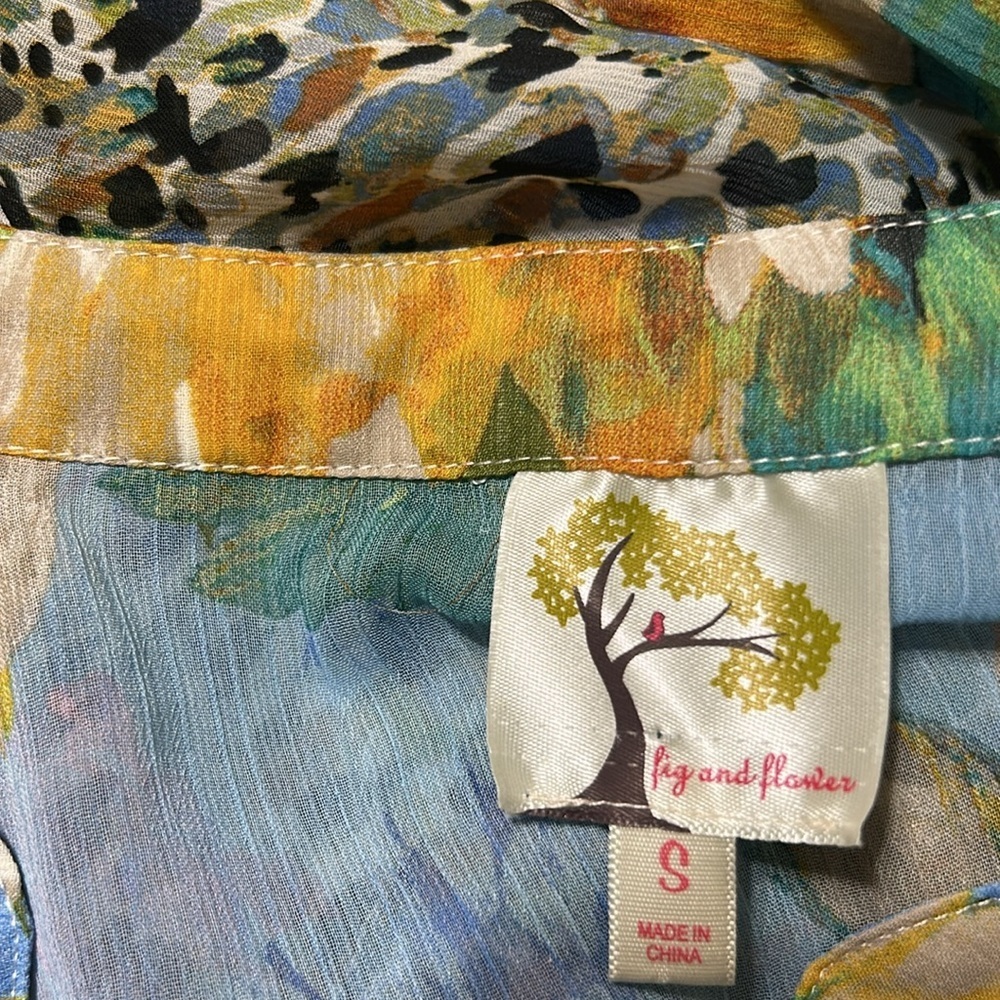Gorgeous Fig & Flower Fall Autumn Floral Button-Up Blouse Size M Medium 8 10 - Picture 3 of 3